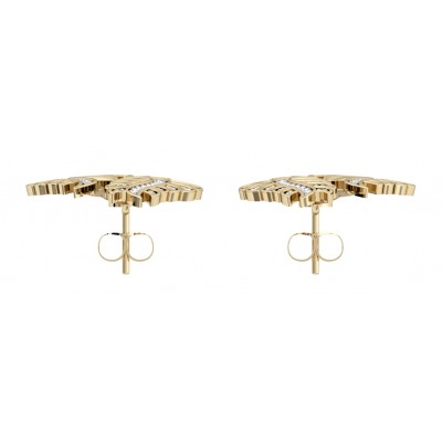 Leaf Earring with Diamonds